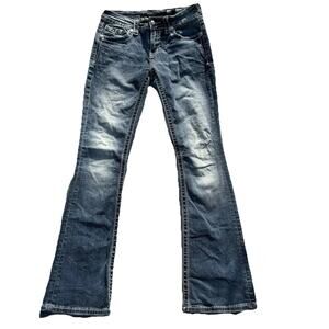 Miss Me Signature Bootcut Jeans Womens sz 26 Rhinestones Blue Denim Bedazzled